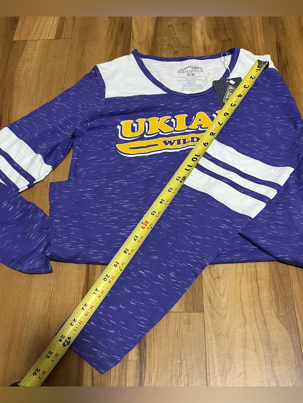 OhioPyle Ukiah Wildcats Long Sleeve V-Neck Tee NWT Size Small Purple - Picture 8 of 8